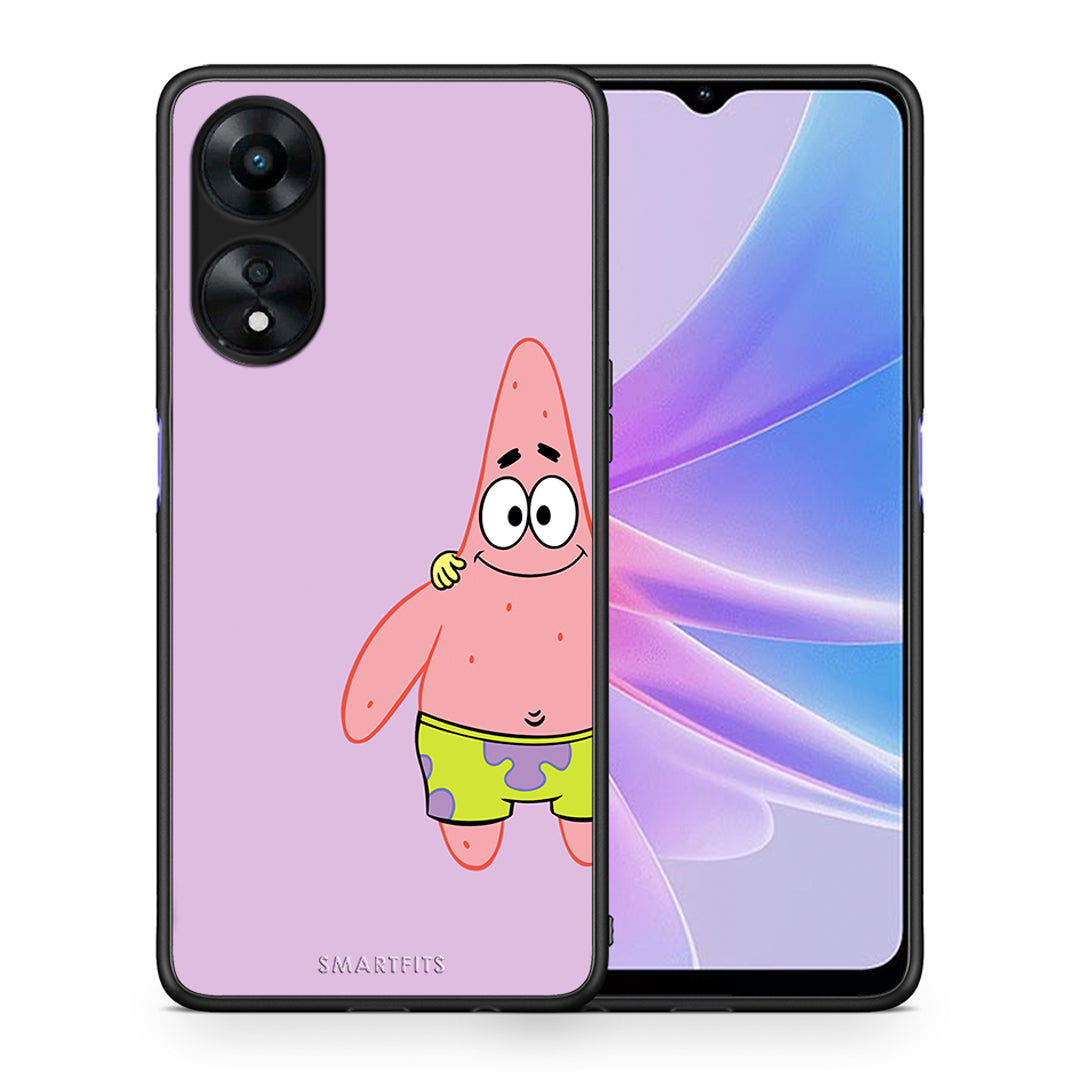 Θήκη Oppo A78 Friends Patrick από τη Smartfits με σχέδιο στο πίσω μέρος και μαύρο περίβλημα | Oppo A78 Friends Patrick Case with Colorful Back and Black Bezels