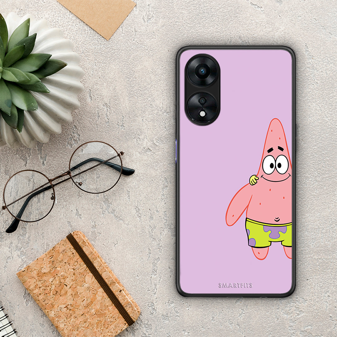 Θήκη Oppo A78 Friends Patrick από τη Smartfits με σχέδιο στο πίσω μέρος και μαύρο περίβλημα | Oppo A78 Friends Patrick Case with Colorful Back and Black Bezels