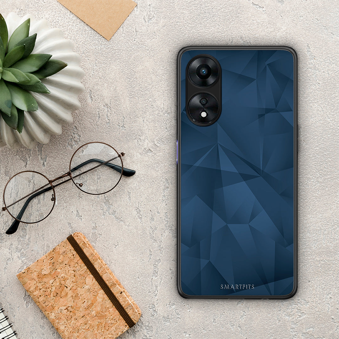 Θήκη Oppo A78 Geometric Blue Abstract από τη Smartfits με σχέδιο στο πίσω μέρος και μαύρο περίβλημα | Oppo A78 Geometric Blue Abstract Case with Colorful Back and Black Bezels