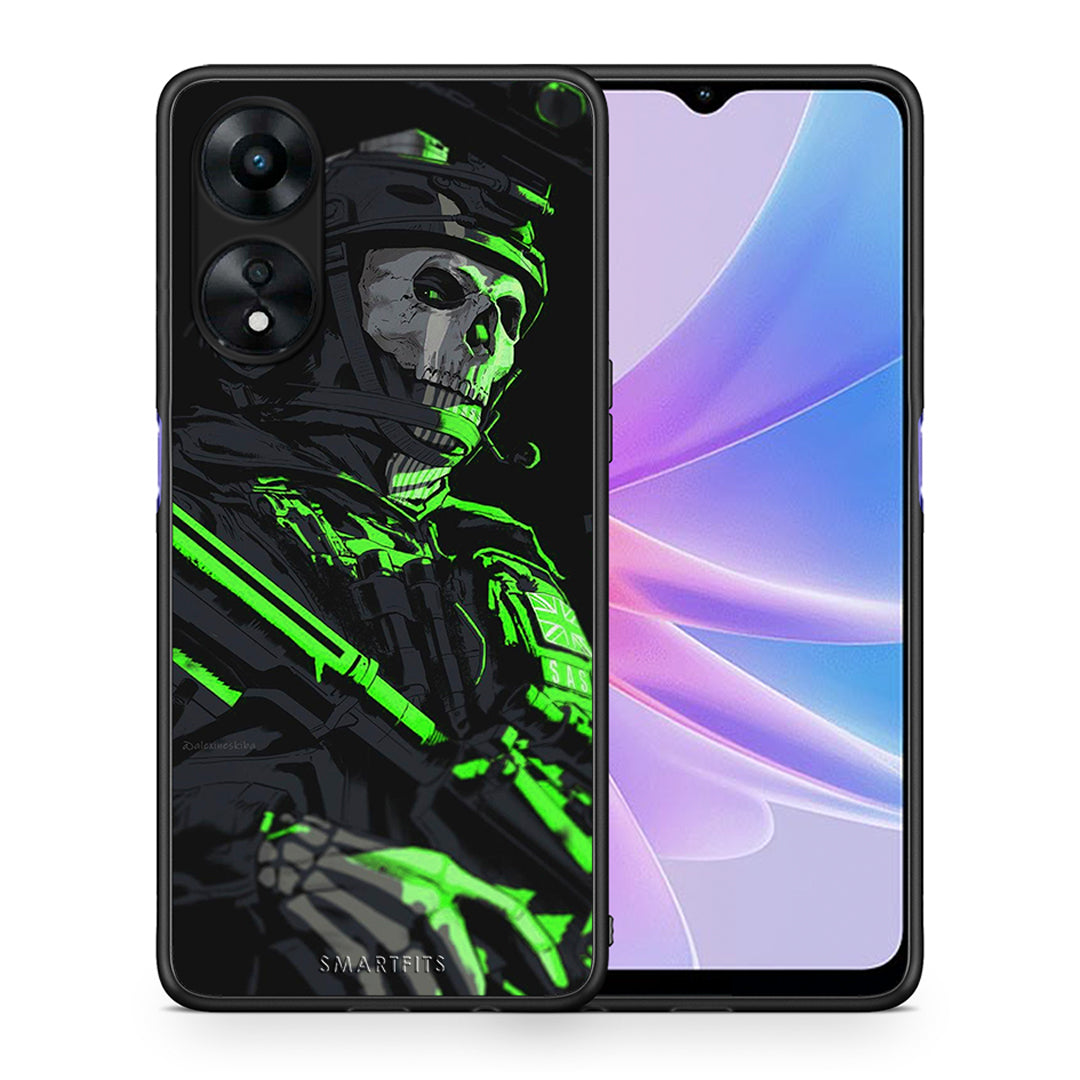 Θήκη Oppo A78 Green Soldier από τη Smartfits με σχέδιο στο πίσω μέρος και μαύρο περίβλημα | Oppo A78 Green Soldier Case with Colorful Back and Black Bezels