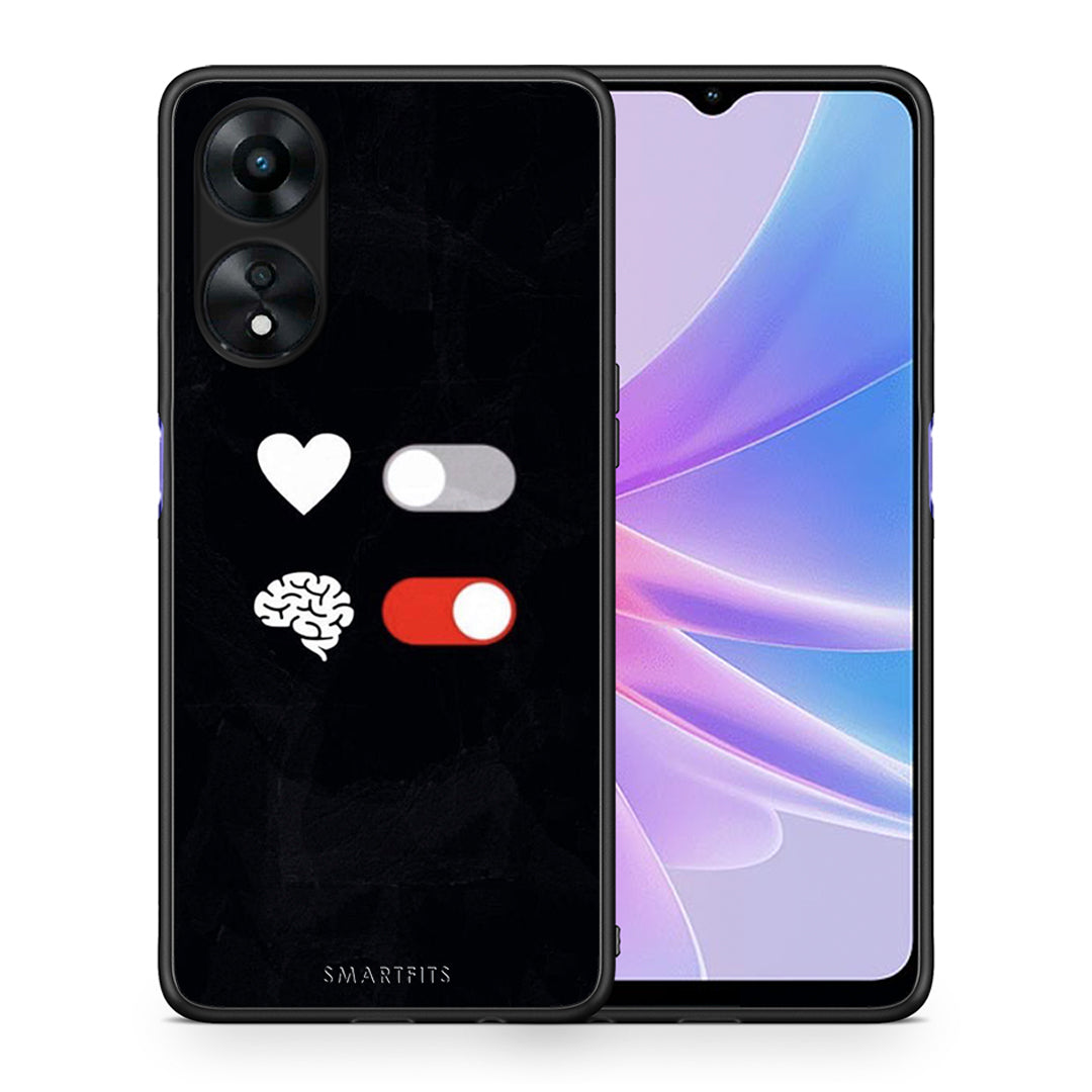 Θήκη Oppo A78 Heart Vs Brain από τη Smartfits με σχέδιο στο πίσω μέρος και μαύρο περίβλημα | Oppo A78 Heart Vs Brain Case with Colorful Back and Black Bezels