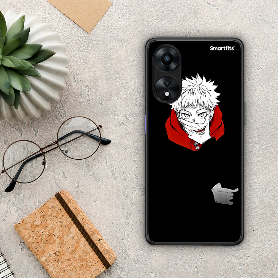 Θήκη Oppo A78 Itadori Anime από τη Smartfits με σχέδιο στο πίσω μέρος και μαύρο περίβλημα | Oppo A78 Itadori Anime Case with Colorful Back and Black Bezels