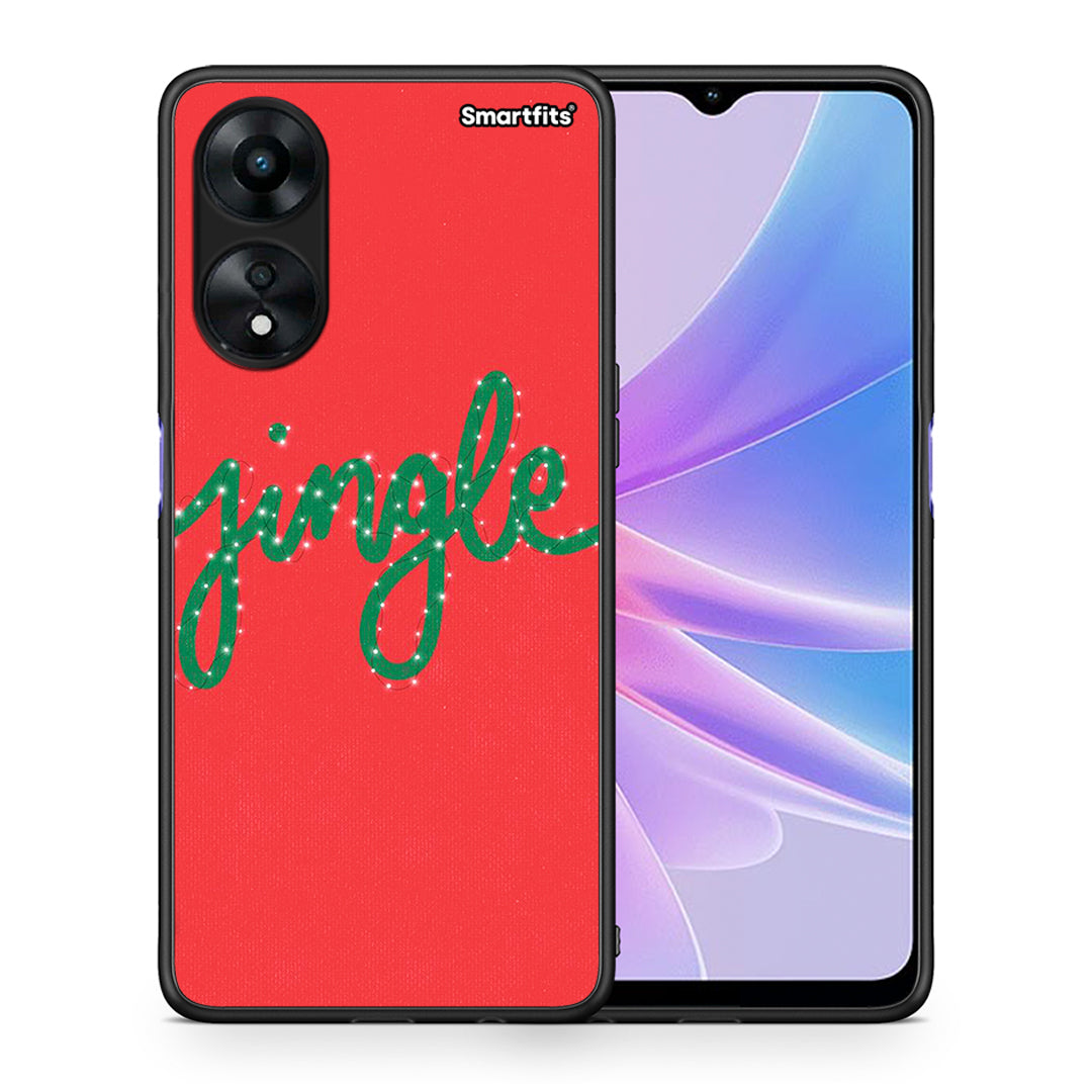 Θήκη Oppo A78 Jingle Xmas από τη Smartfits με σχέδιο στο πίσω μέρος και μαύρο περίβλημα | Oppo A78 Jingle Xmas Case with Colorful Back and Black Bezels