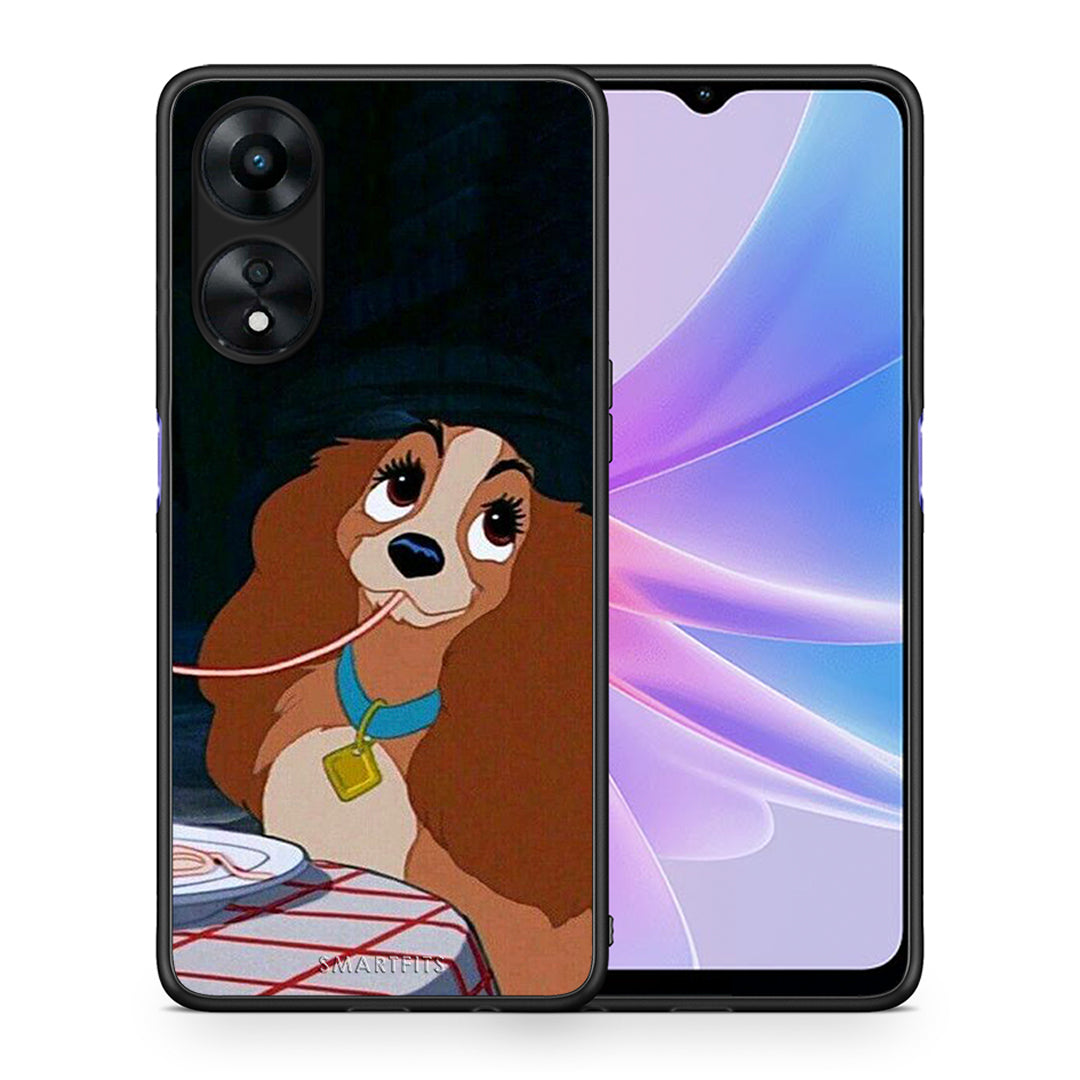 Θήκη Oppo A78 Lady And Tramp 2 από τη Smartfits με σχέδιο στο πίσω μέρος και μαύρο περίβλημα | Oppo A78 Lady And Tramp 2 Case with Colorful Back and Black Bezels