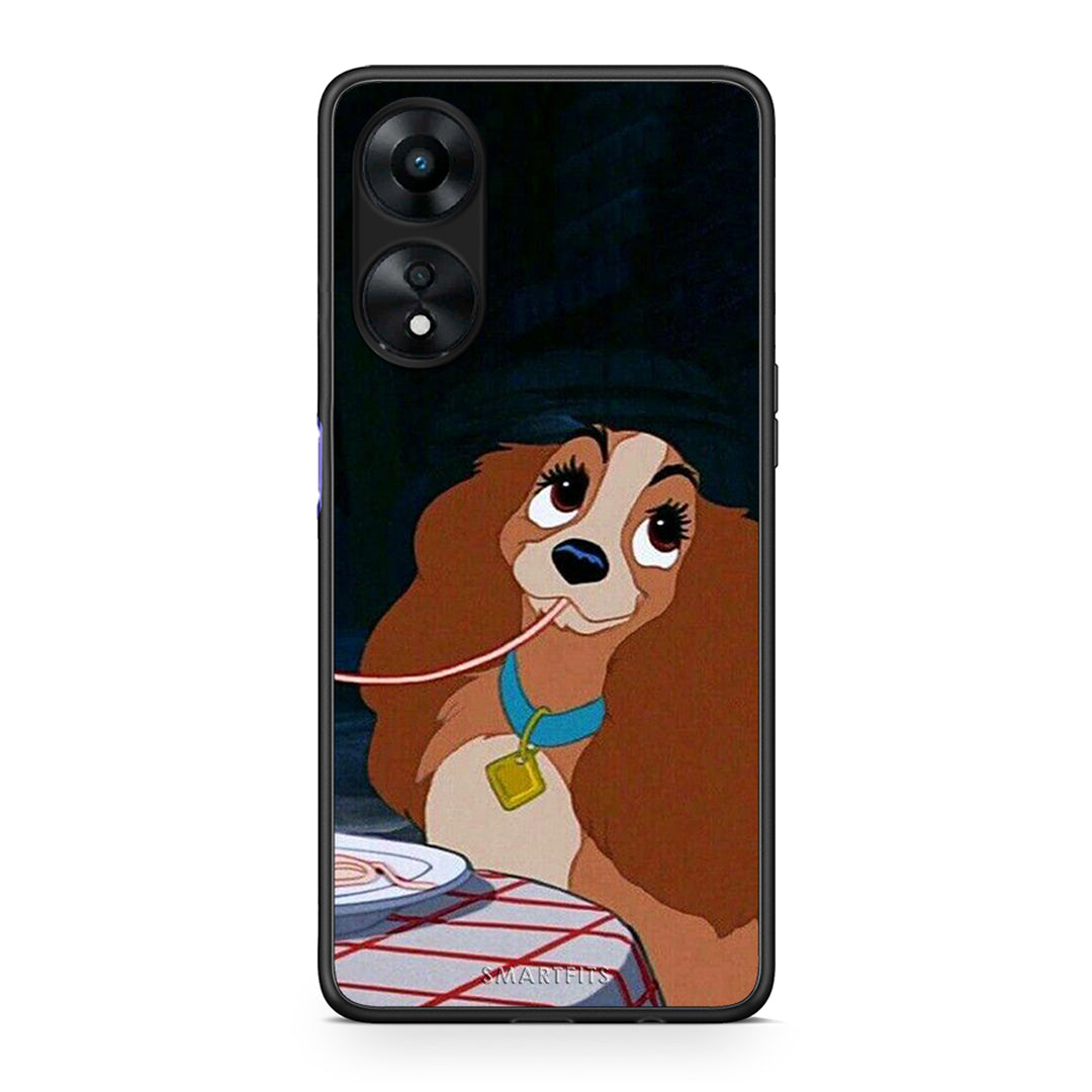 Θήκη Oppo A78 Lady And Tramp 2 από τη Smartfits με σχέδιο στο πίσω μέρος και μαύρο περίβλημα | Oppo A78 Lady And Tramp 2 Case with Colorful Back and Black Bezels