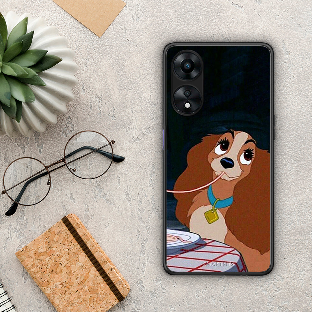 Θήκη Oppo A78 Lady And Tramp 2 από τη Smartfits με σχέδιο στο πίσω μέρος και μαύρο περίβλημα | Oppo A78 Lady And Tramp 2 Case with Colorful Back and Black Bezels