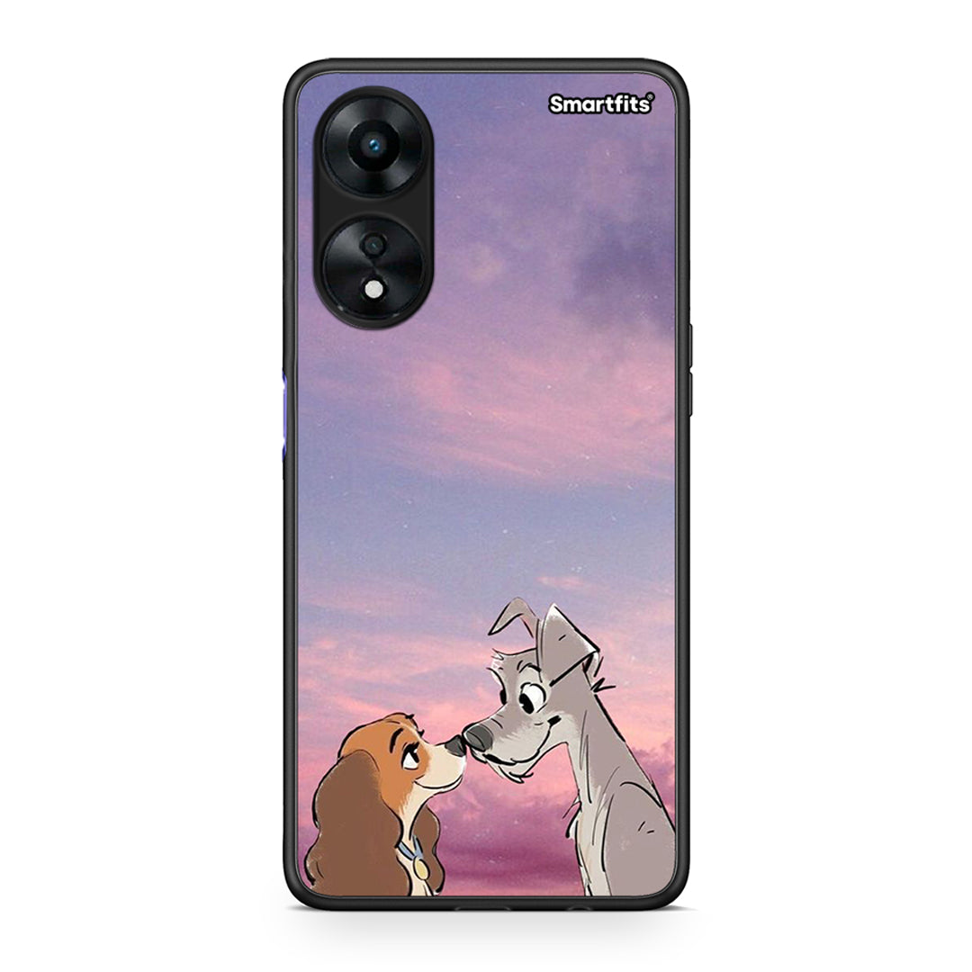 Θήκη Oppo A78 Lady And Tramp από τη Smartfits με σχέδιο στο πίσω μέρος και μαύρο περίβλημα | Oppo A78 Lady And Tramp Case with Colorful Back and Black Bezels