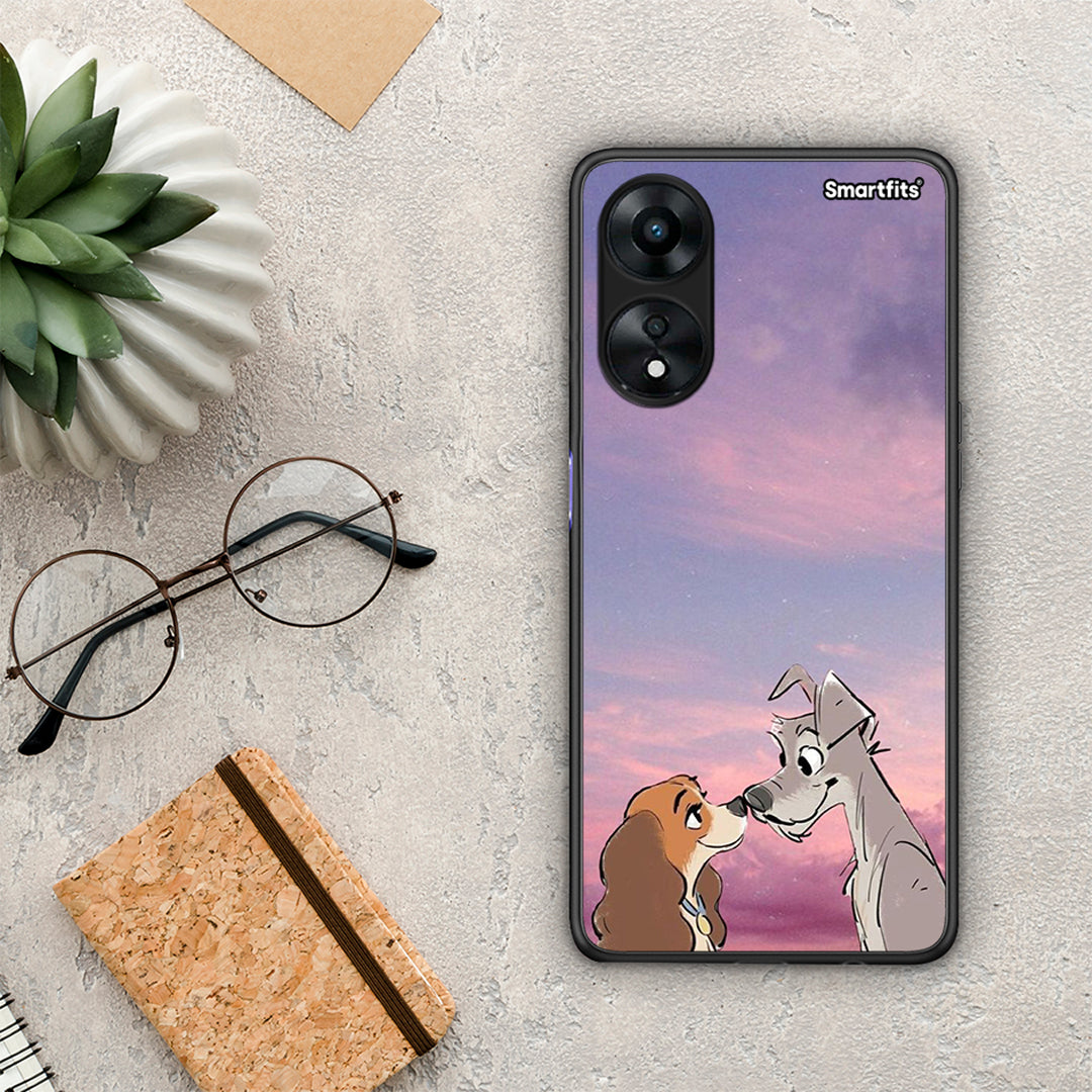 Θήκη Oppo A78 Lady And Tramp από τη Smartfits με σχέδιο στο πίσω μέρος και μαύρο περίβλημα | Oppo A78 Lady And Tramp Case with Colorful Back and Black Bezels