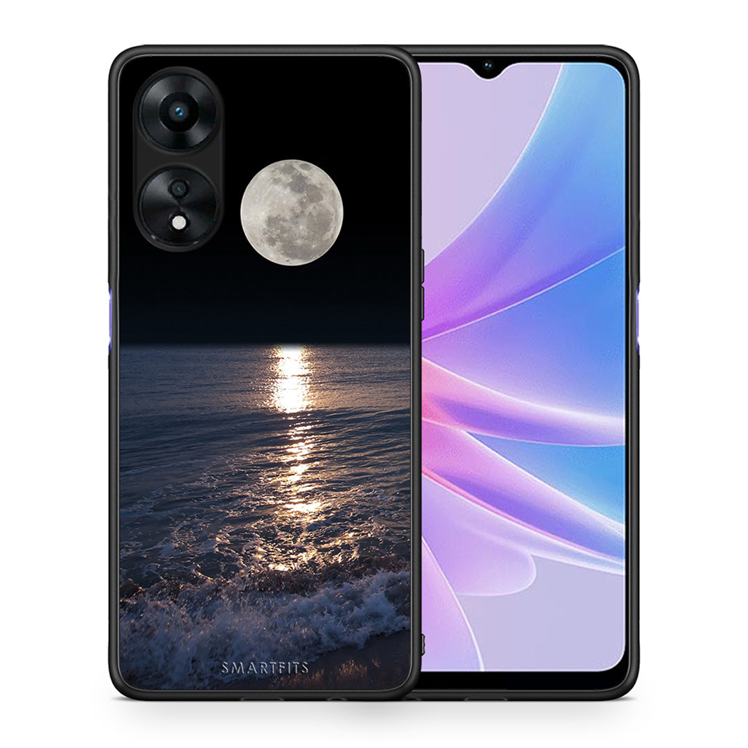 Θήκη Oppo A78 Landscape Moon από τη Smartfits με σχέδιο στο πίσω μέρος και μαύρο περίβλημα | Oppo A78 Landscape Moon Case with Colorful Back and Black Bezels