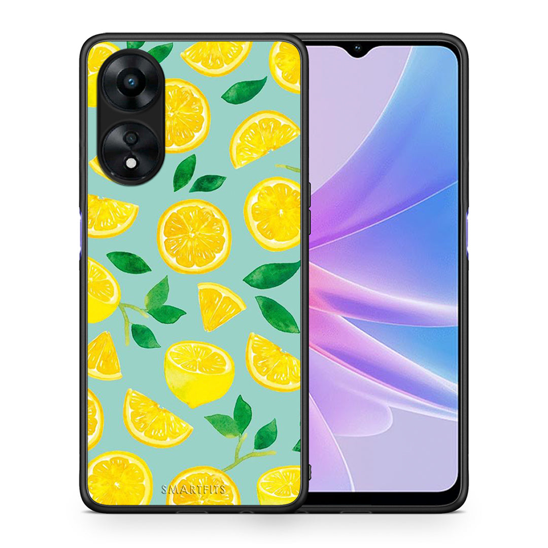 Θήκη Oppo A78 Lemons από τη Smartfits με σχέδιο στο πίσω μέρος και μαύρο περίβλημα | Oppo A78 Lemons Case with Colorful Back and Black Bezels