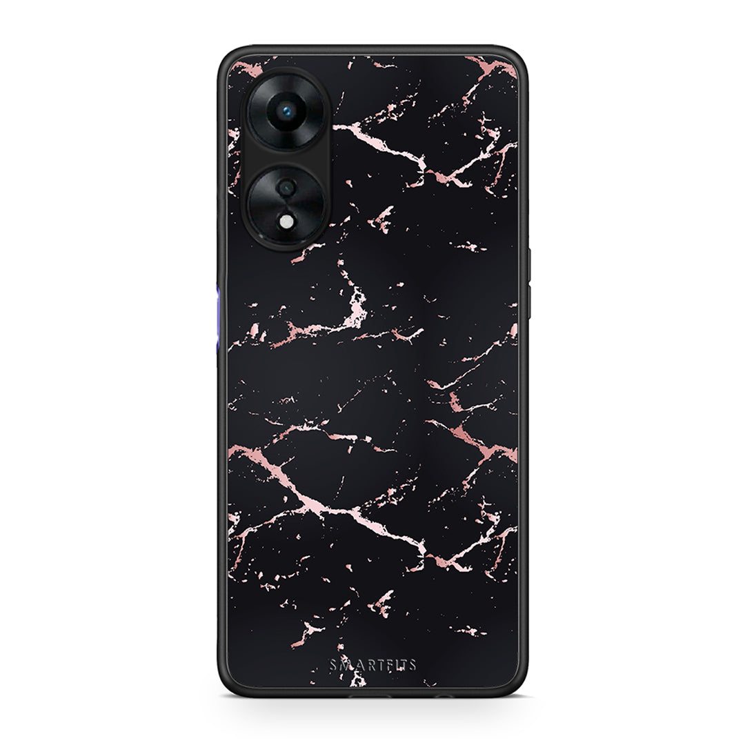 Θήκη Oppo A78 Marble Black Rosegold από τη Smartfits με σχέδιο στο πίσω μέρος και μαύρο περίβλημα | Oppo A78 Marble Black Rosegold Case with Colorful Back and Black Bezels