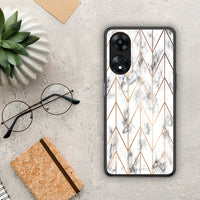 Thumbnail for Θήκη Oppo A78 Marble Gold Geometric από τη Smartfits με σχέδιο στο πίσω μέρος και μαύρο περίβλημα | Oppo A78 Marble Gold Geometric Case with Colorful Back and Black Bezels