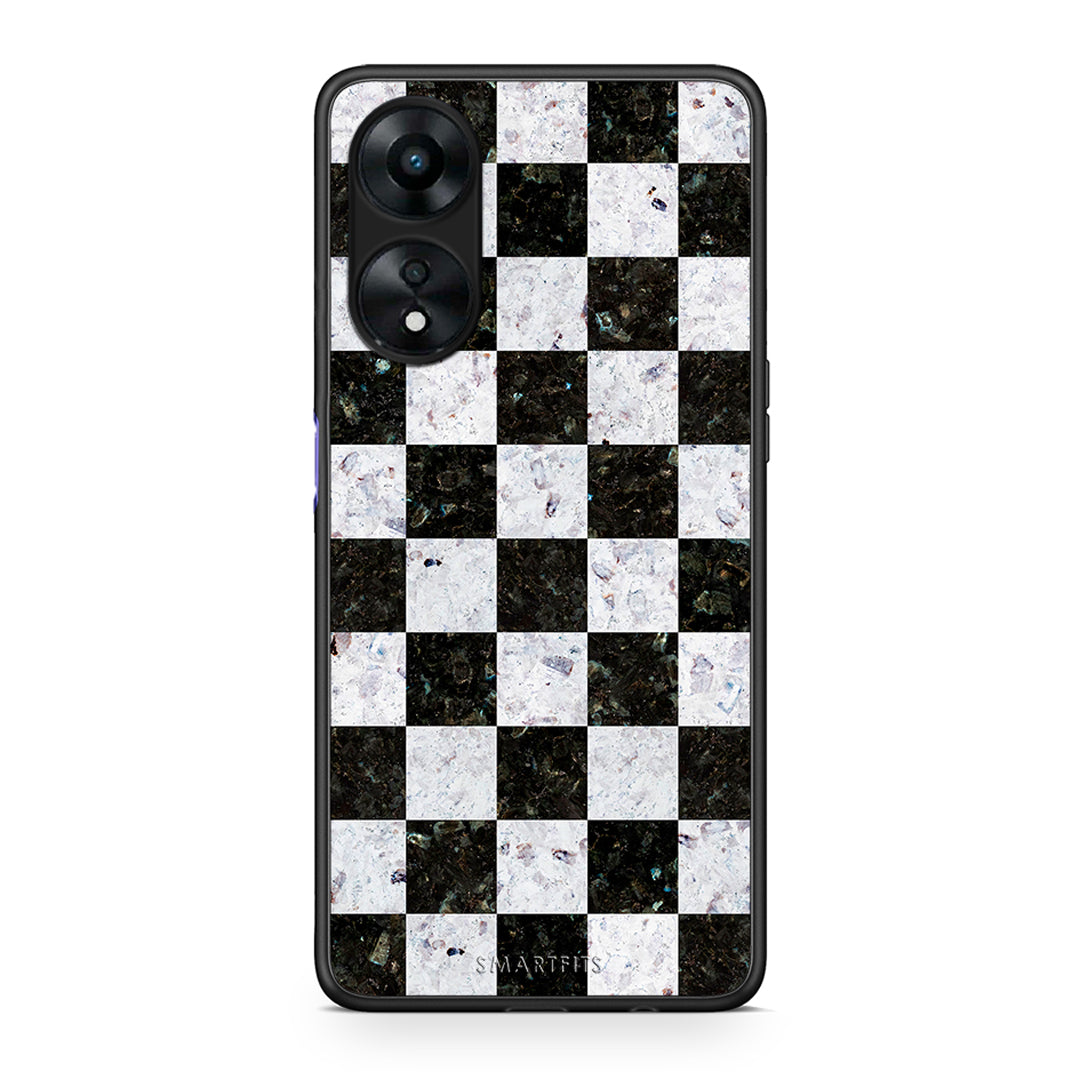 Θήκη Oppo A78 Marble Square Geometric από τη Smartfits με σχέδιο στο πίσω μέρος και μαύρο περίβλημα | Oppo A78 Marble Square Geometric Case with Colorful Back and Black Bezels