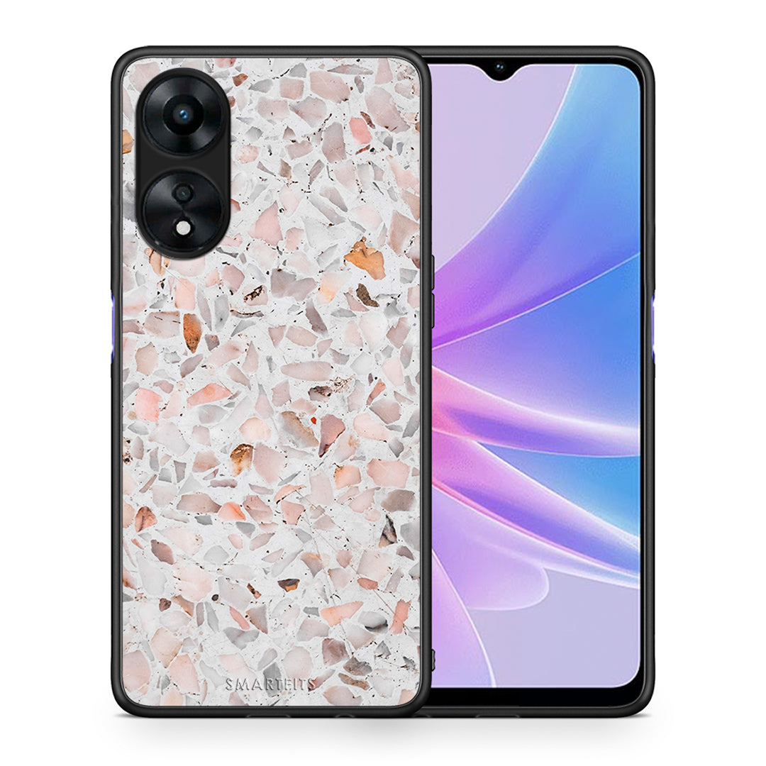 Θήκη Oppo A78 Marble Terrazzo από τη Smartfits με σχέδιο στο πίσω μέρος και μαύρο περίβλημα | Oppo A78 Marble Terrazzo Case with Colorful Back and Black Bezels