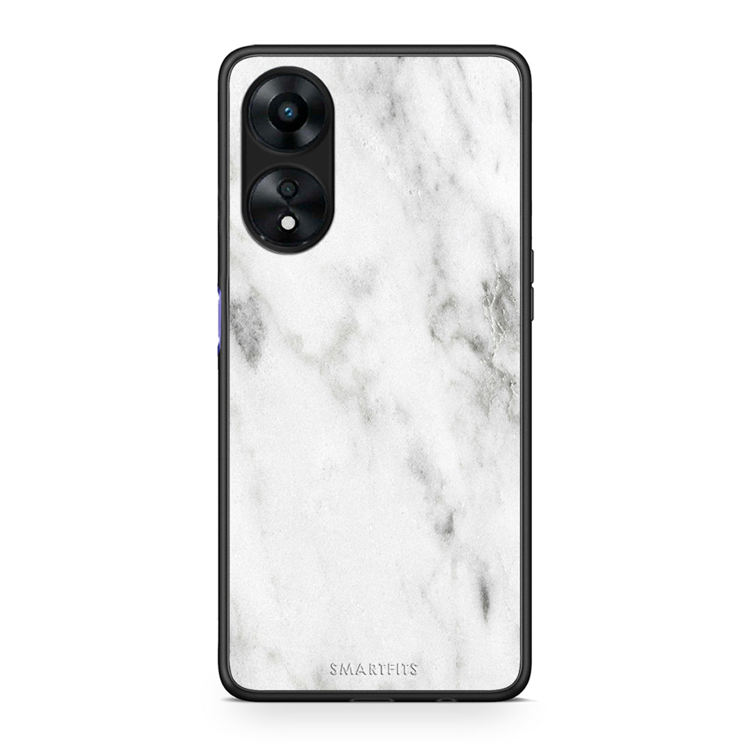 Θήκη Oppo A78 Marble White από τη Smartfits με σχέδιο στο πίσω μέρος και μαύρο περίβλημα | Oppo A78 Marble White Case with Colorful Back and Black Bezels