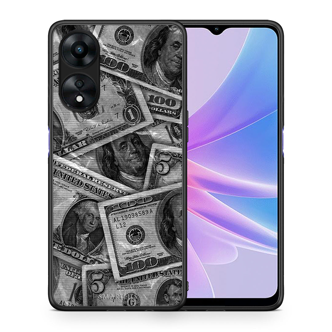 Θήκη Oppo A78 Money Dollars από τη Smartfits με σχέδιο στο πίσω μέρος και μαύρο περίβλημα | Oppo A78 Money Dollars Case with Colorful Back and Black Bezels