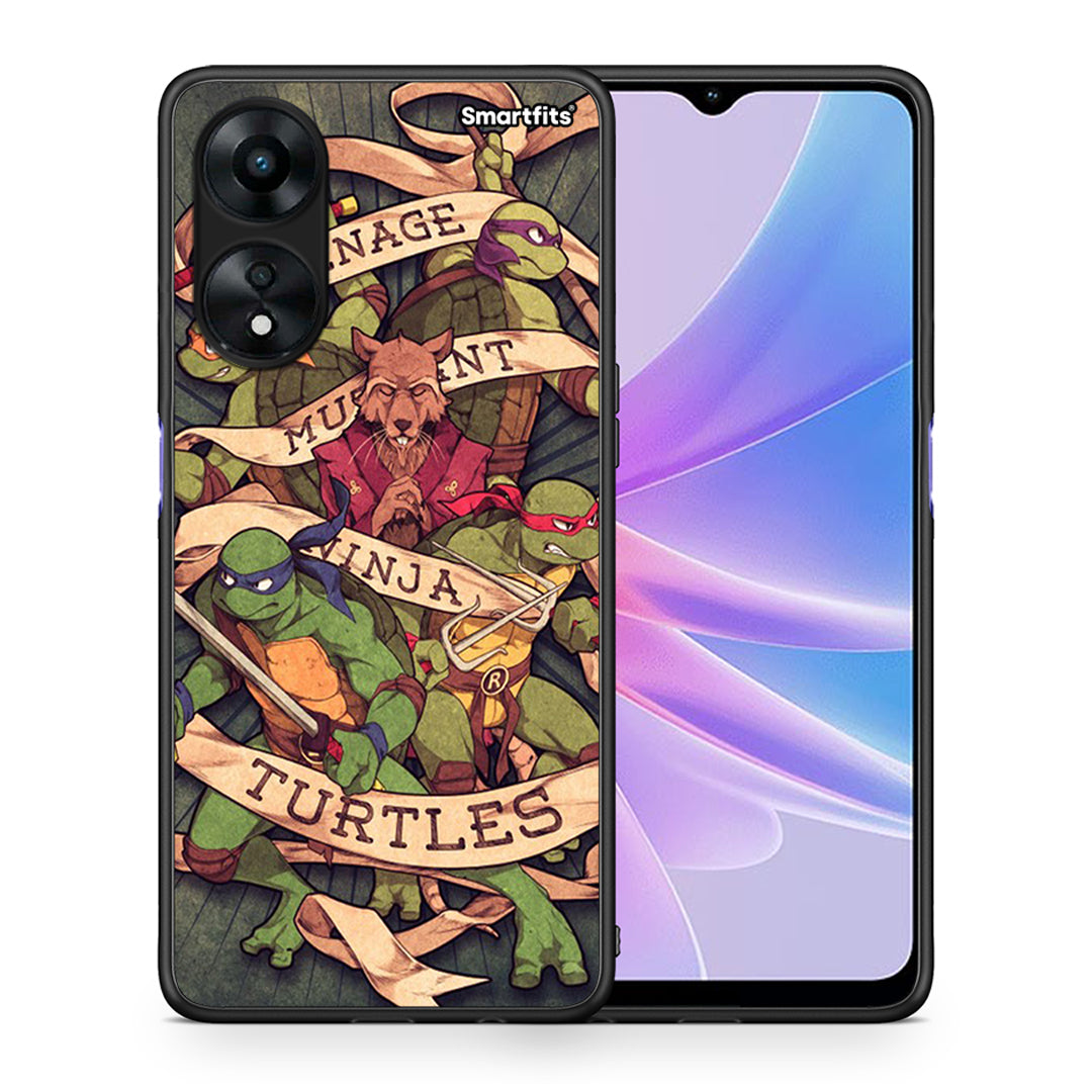 Θήκη Oppo A78 Ninja Turtles από τη Smartfits με σχέδιο στο πίσω μέρος και μαύρο περίβλημα | Oppo A78 Ninja Turtles Case with Colorful Back and Black Bezels