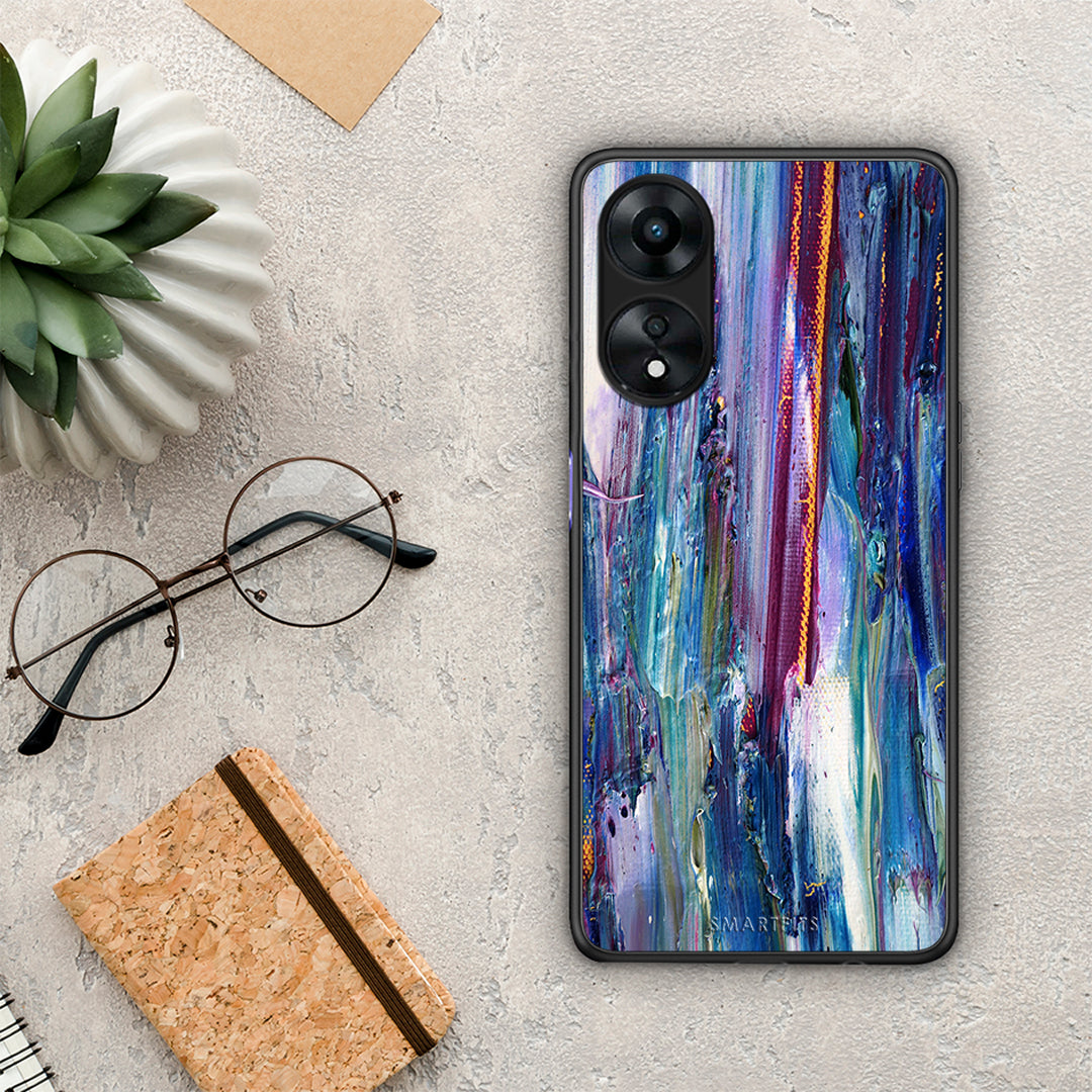 Θήκη Oppo A78 Paint Winter από τη Smartfits με σχέδιο στο πίσω μέρος και μαύρο περίβλημα | Oppo A78 Paint Winter Case with Colorful Back and Black Bezels