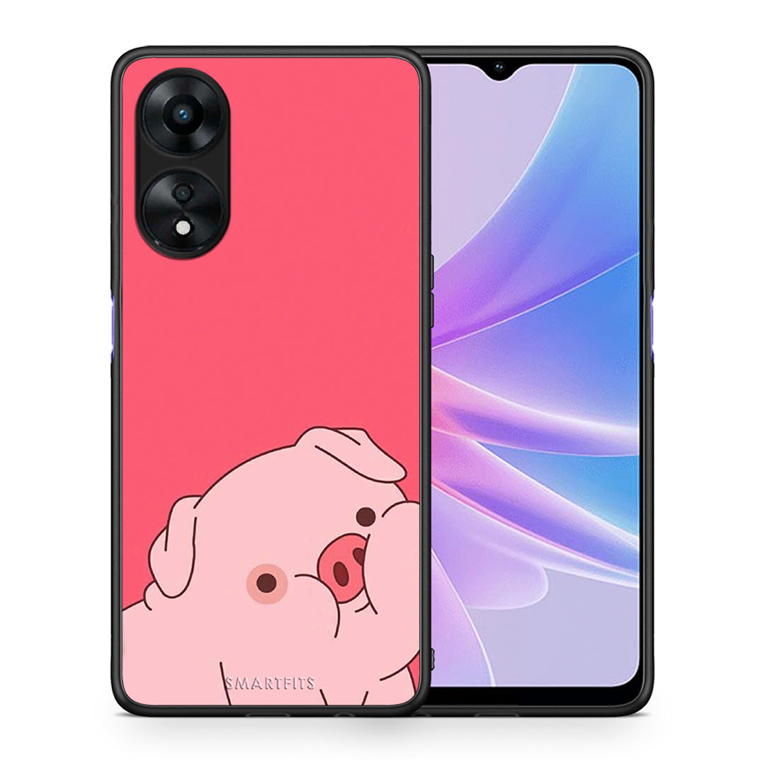 Θήκη Oppo A78 Pig Love 1 από τη Smartfits με σχέδιο στο πίσω μέρος και μαύρο περίβλημα | Oppo A78 Pig Love 1 Case with Colorful Back and Black Bezels