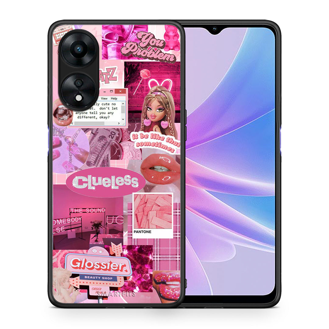 Θήκη Oppo A78 Pink Love από τη Smartfits με σχέδιο στο πίσω μέρος και μαύρο περίβλημα | Oppo A78 Pink Love Case with Colorful Back and Black Bezels