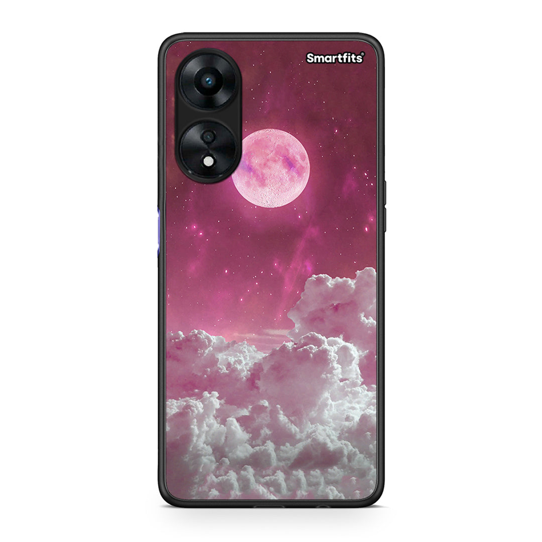 Θήκη Oppo A78 Pink Moon από τη Smartfits με σχέδιο στο πίσω μέρος και μαύρο περίβλημα | Oppo A78 Pink Moon Case with Colorful Back and Black Bezels