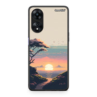 Thumbnail for Θήκη Oppo A78 Pixel Sunset από τη Smartfits με σχέδιο στο πίσω μέρος και μαύρο περίβλημα | Oppo A78 Pixel Sunset Case with Colorful Back and Black Bezels