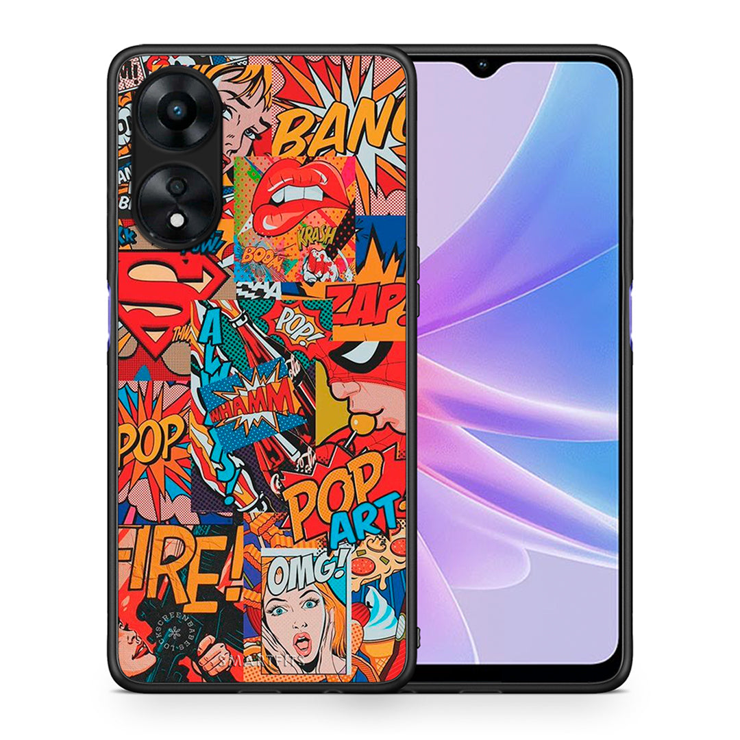 Θήκη Oppo A78 PopArt OMG από τη Smartfits με σχέδιο στο πίσω μέρος και μαύρο περίβλημα | Oppo A78 PopArt OMG Case with Colorful Back and Black Bezels