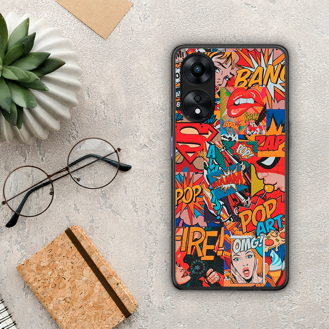 Θήκη Oppo A78 PopArt OMG από τη Smartfits με σχέδιο στο πίσω μέρος και μαύρο περίβλημα | Oppo A78 PopArt OMG Case with Colorful Back and Black Bezels