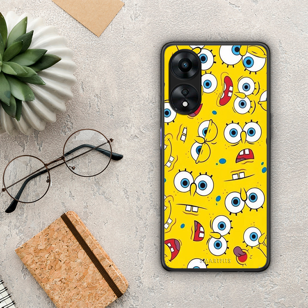 Θήκη Oppo A78 PopArt Sponge από τη Smartfits με σχέδιο στο πίσω μέρος και μαύρο περίβλημα | Oppo A78 PopArt Sponge Case with Colorful Back and Black Bezels