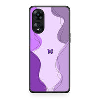 Thumbnail for Θήκη Oppo A78 Purple Mariposa από τη Smartfits με σχέδιο στο πίσω μέρος και μαύρο περίβλημα | Oppo A78 Purple Mariposa Case with Colorful Back and Black Bezels