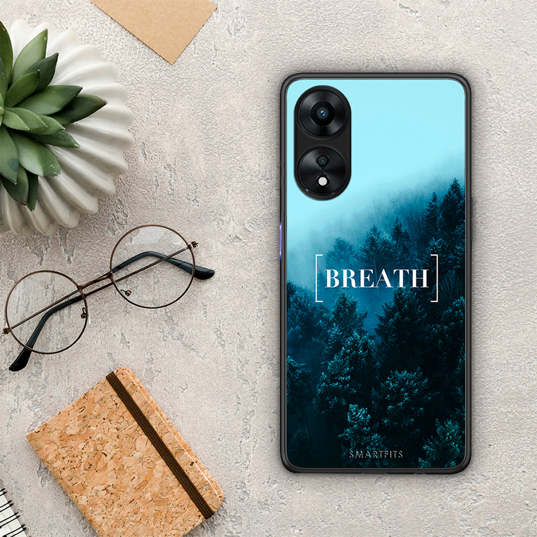 Θήκη Oppo A78 Quote Breath από τη Smartfits με σχέδιο στο πίσω μέρος και μαύρο περίβλημα | Oppo A78 Quote Breath Case with Colorful Back and Black Bezels