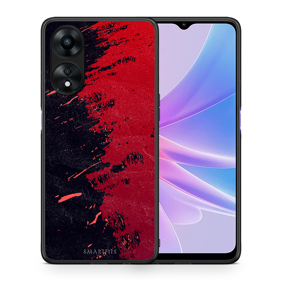 Θήκη Oppo A78 Red Paint από τη Smartfits με σχέδιο στο πίσω μέρος και μαύρο περίβλημα | Oppo A78 Red Paint Case with Colorful Back and Black Bezels