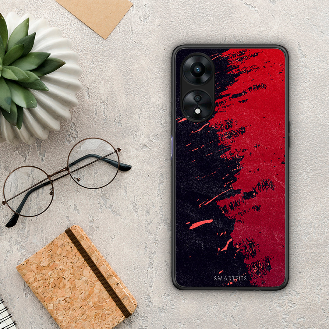 Θήκη Oppo A78 Red Paint από τη Smartfits με σχέδιο στο πίσω μέρος και μαύρο περίβλημα | Oppo A78 Red Paint Case with Colorful Back and Black Bezels