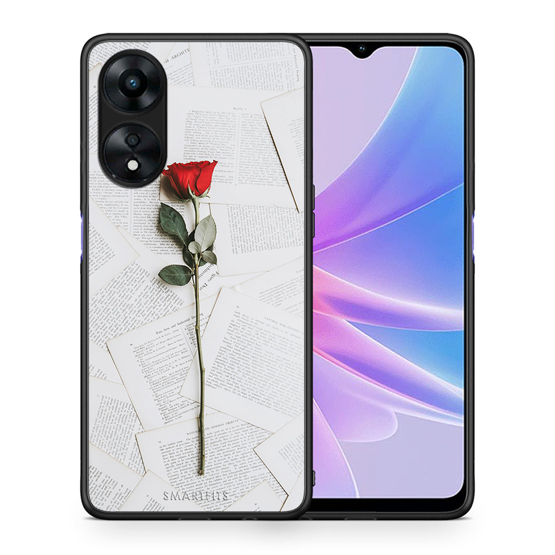 Θήκη Oppo A78 Red Rose από τη Smartfits με σχέδιο στο πίσω μέρος και μαύρο περίβλημα | Oppo A78 Red Rose Case with Colorful Back and Black Bezels