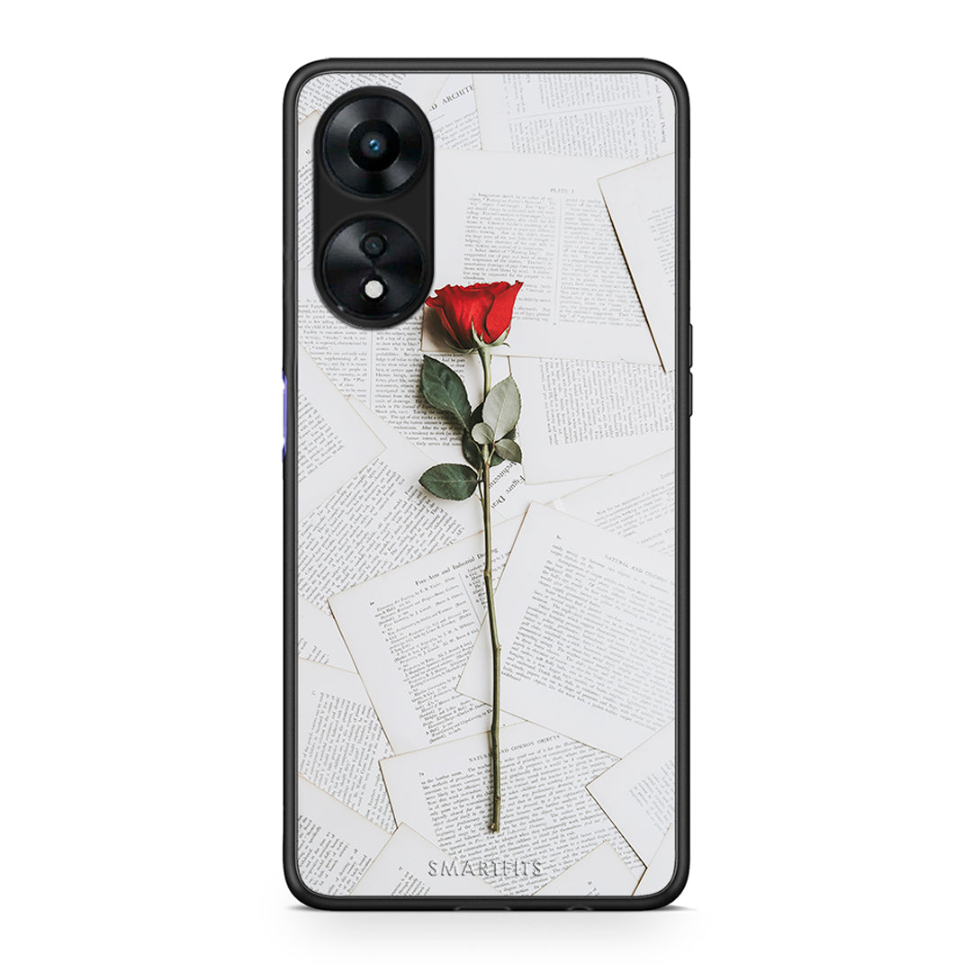 Θήκη Oppo A78 Red Rose από τη Smartfits με σχέδιο στο πίσω μέρος και μαύρο περίβλημα | Oppo A78 Red Rose Case with Colorful Back and Black Bezels