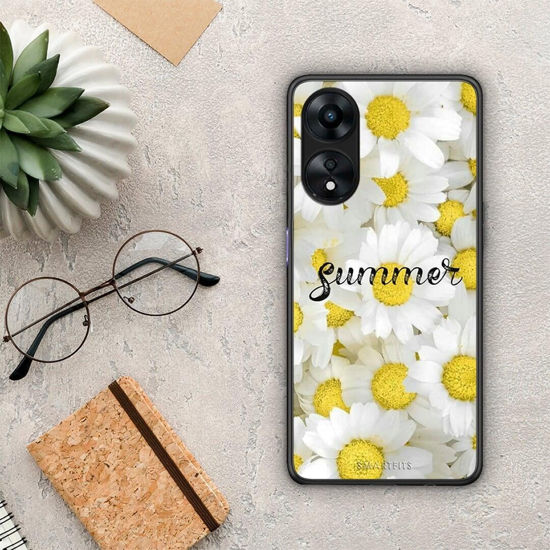 Θήκη Oppo A78 Summer Daisies από τη Smartfits με σχέδιο στο πίσω μέρος και μαύρο περίβλημα | Oppo A78 Summer Daisies Case with Colorful Back and Black Bezels