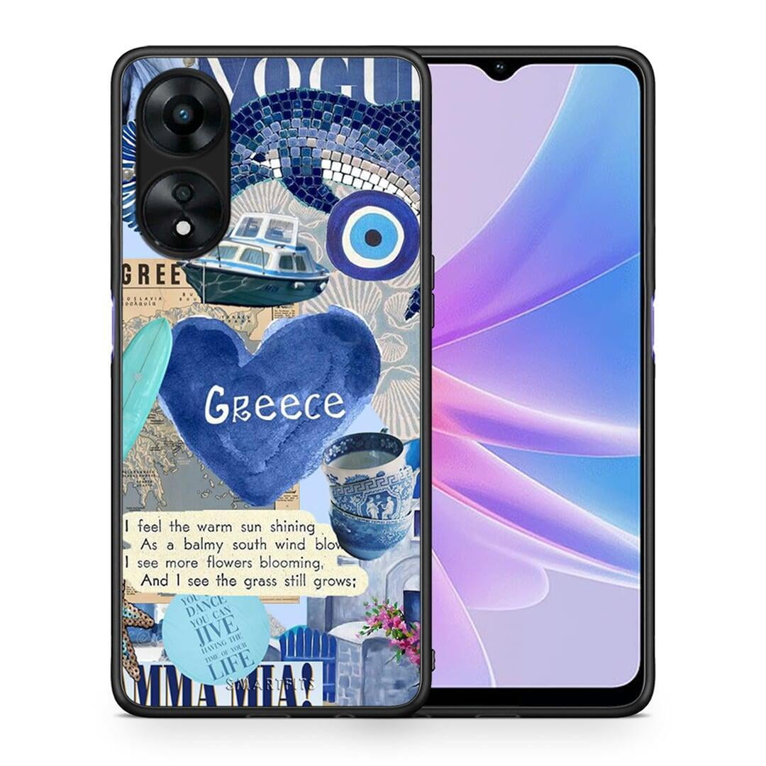 Θήκη Oppo A78 Summer In Greece από τη Smartfits με σχέδιο στο πίσω μέρος και μαύρο περίβλημα | Oppo A78 Summer In Greece Case with Colorful Back and Black Bezels