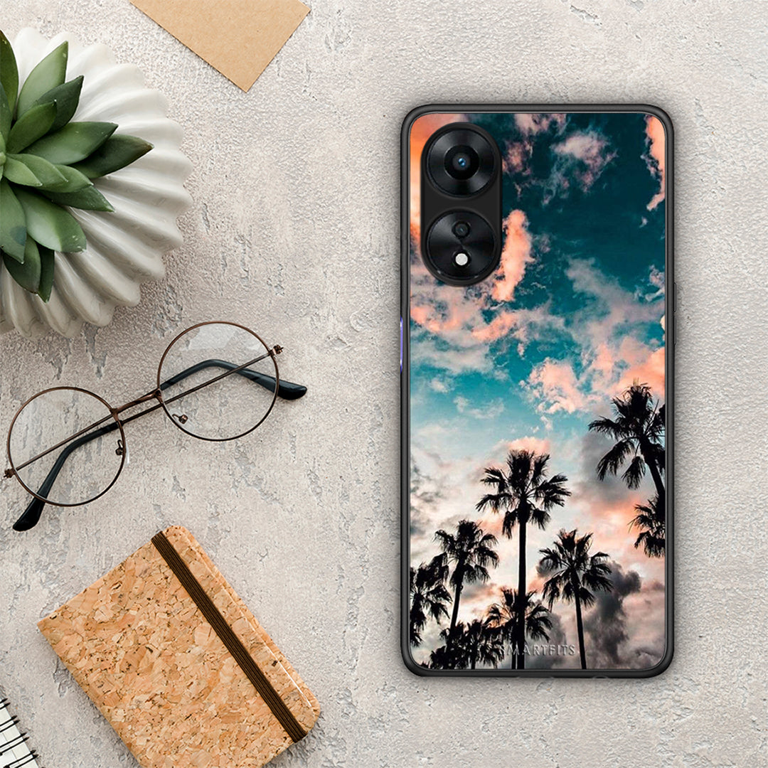 Θήκη Oppo A78 Summer Sky από τη Smartfits με σχέδιο στο πίσω μέρος και μαύρο περίβλημα | Oppo A78 Summer Sky Case with Colorful Back and Black Bezels