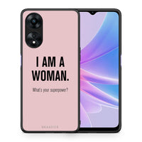 Thumbnail for Θήκη Oppo A78 Superpower Woman από τη Smartfits με σχέδιο στο πίσω μέρος και μαύρο περίβλημα | Oppo A78 Superpower Woman Case with Colorful Back and Black Bezels