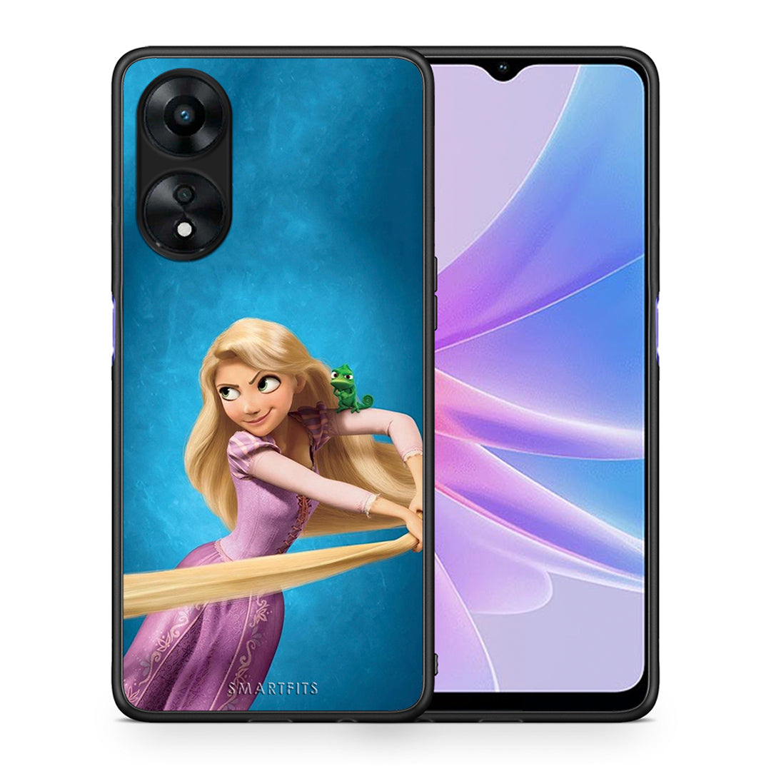 Θήκη Oppo A78 Tangled 2 από τη Smartfits με σχέδιο στο πίσω μέρος και μαύρο περίβλημα | Oppo A78 Tangled 2 Case with Colorful Back and Black Bezels