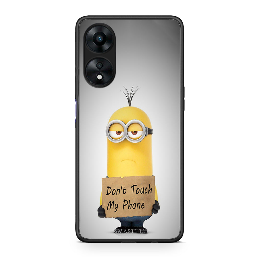 Θήκη Oppo A78 Text Minion από τη Smartfits με σχέδιο στο πίσω μέρος και μαύρο περίβλημα | Oppo A78 Text Minion Case with Colorful Back and Black Bezels