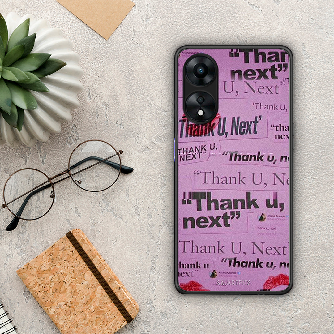 Θήκη Oppo A78 Thank You Next από τη Smartfits με σχέδιο στο πίσω μέρος και μαύρο περίβλημα | Oppo A78 Thank You Next Case with Colorful Back and Black Bezels