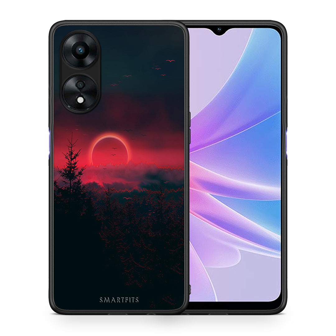 Θήκη Oppo A78 Tropic Sunset από τη Smartfits με σχέδιο στο πίσω μέρος και μαύρο περίβλημα | Oppo A78 Tropic Sunset Case with Colorful Back and Black Bezels