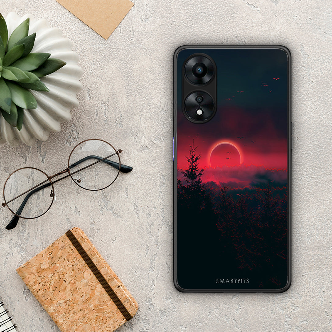 Θήκη Oppo A78 Tropic Sunset από τη Smartfits με σχέδιο στο πίσω μέρος και μαύρο περίβλημα | Oppo A78 Tropic Sunset Case with Colorful Back and Black Bezels