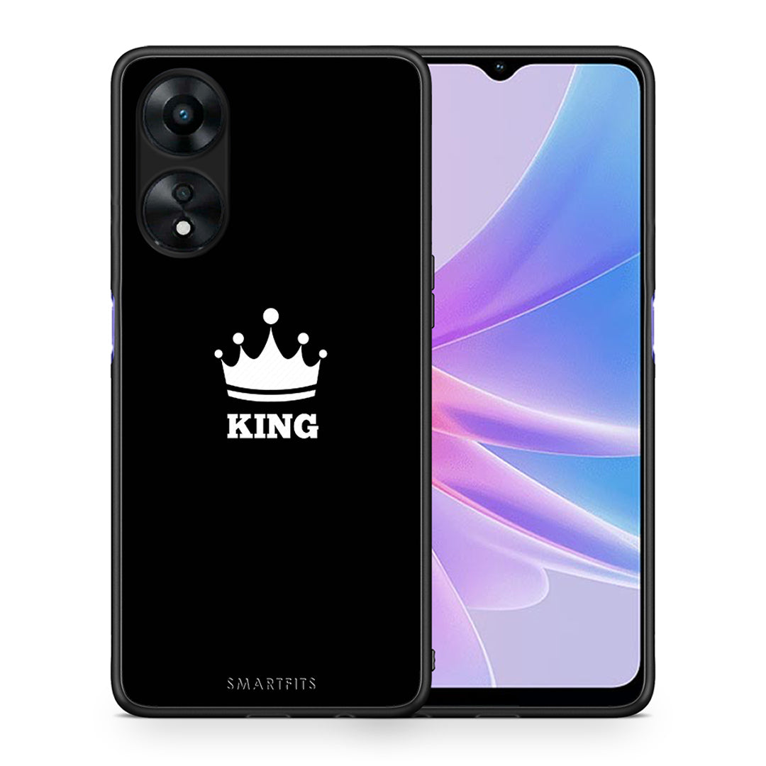 Θήκη Oppo A78 Valentine King από τη Smartfits με σχέδιο στο πίσω μέρος και μαύρο περίβλημα | Oppo A78 Valentine King Case with Colorful Back and Black Bezels