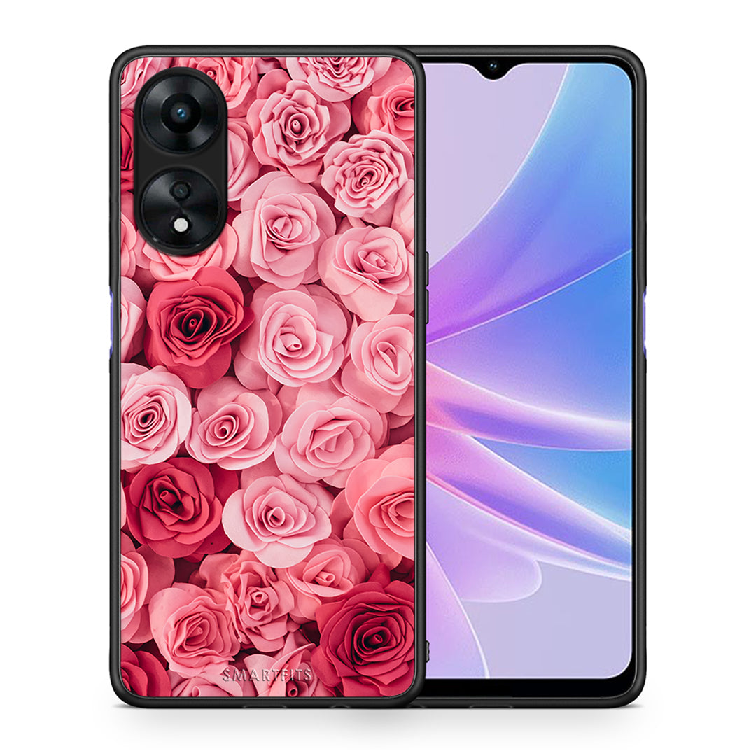 Θήκη Oppo A78 Valentine RoseGarden από τη Smartfits με σχέδιο στο πίσω μέρος και μαύρο περίβλημα | Oppo A78 Valentine RoseGarden Case with Colorful Back and Black Bezels