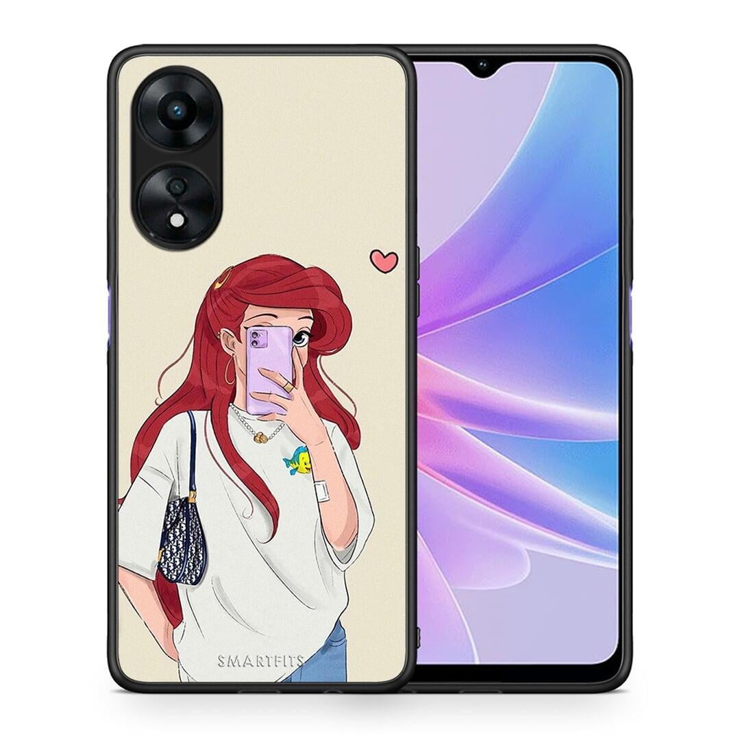 Θήκη Oppo A78 Walking Mermaid από τη Smartfits με σχέδιο στο πίσω μέρος και μαύρο περίβλημα | Oppo A78 Walking Mermaid Case with Colorful Back and Black Bezels