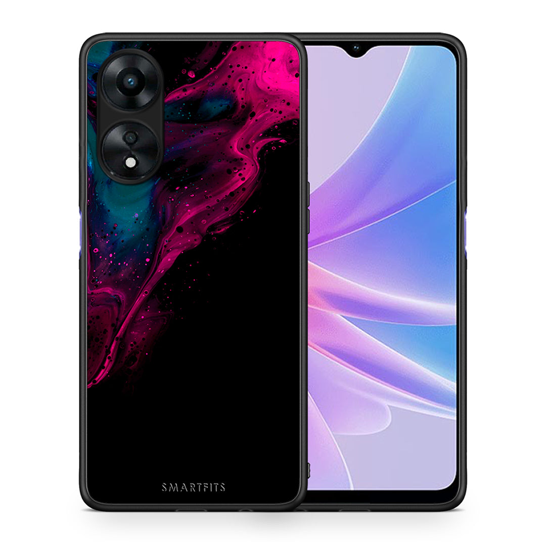 Θήκη Oppo A78 Watercolor Pink Black από τη Smartfits με σχέδιο στο πίσω μέρος και μαύρο περίβλημα | Oppo A78 Watercolor Pink Black Case with Colorful Back and Black Bezels