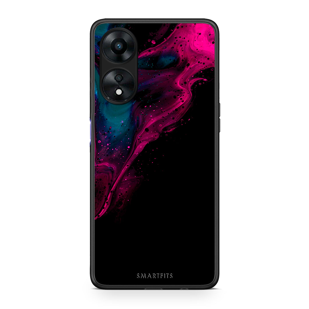 Θήκη Oppo A78 Watercolor Pink Black από τη Smartfits με σχέδιο στο πίσω μέρος και μαύρο περίβλημα | Oppo A78 Watercolor Pink Black Case with Colorful Back and Black Bezels