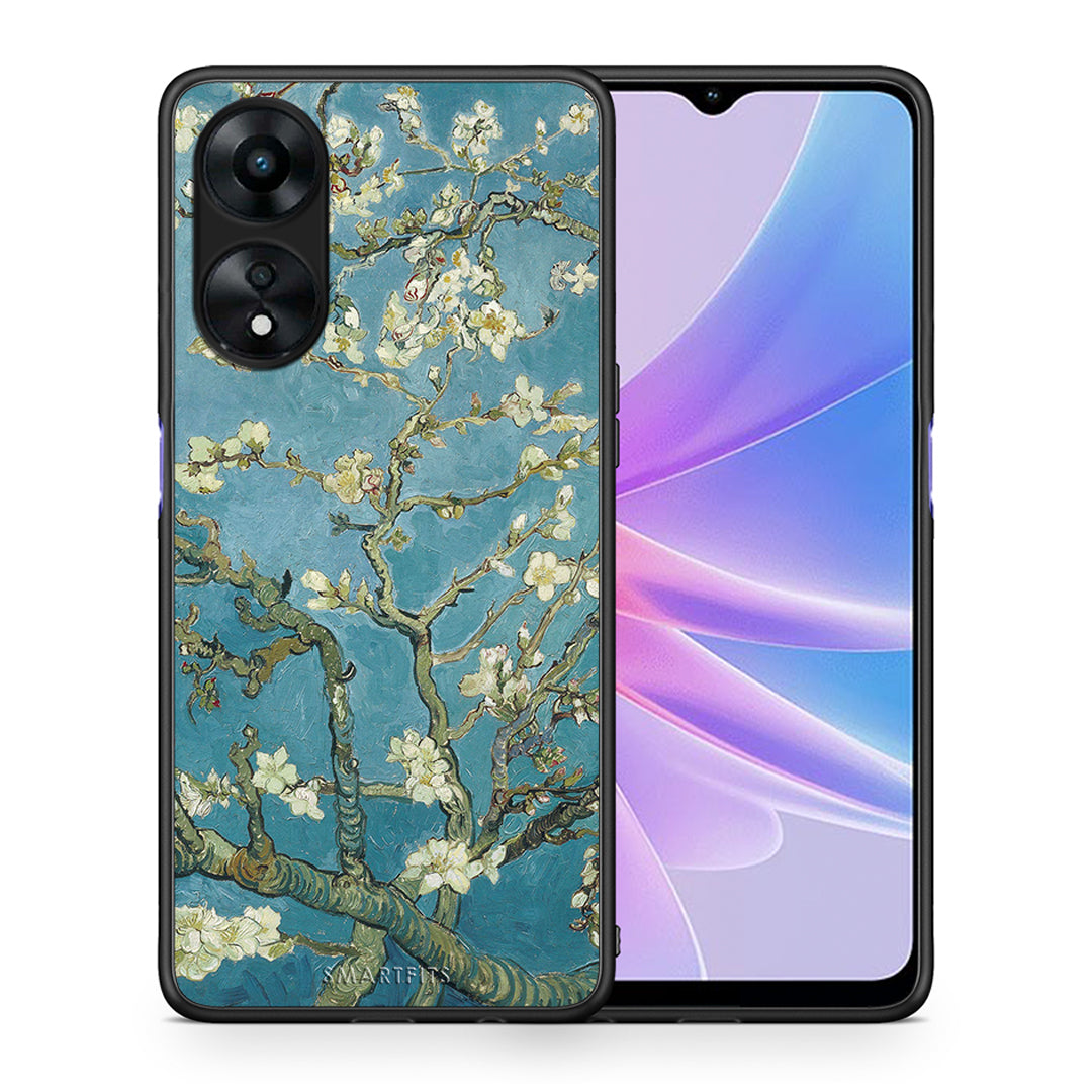 Θήκη Oppo A78 White Blossoms από τη Smartfits με σχέδιο στο πίσω μέρος και μαύρο περίβλημα | Oppo A78 White Blossoms Case with Colorful Back and Black Bezels